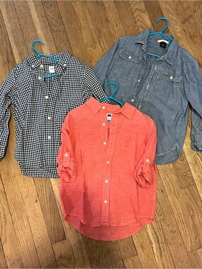 Gap Janie&Jack Long Sleeve Button Down Dress Shirts Bundle Boys size XS 4/5, 5